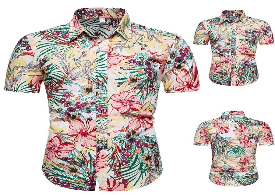 2020 Camisa de flores hawaiana Nuevos hombres039 de moda casual de la manga corta Camisa M3XL CS1369007523