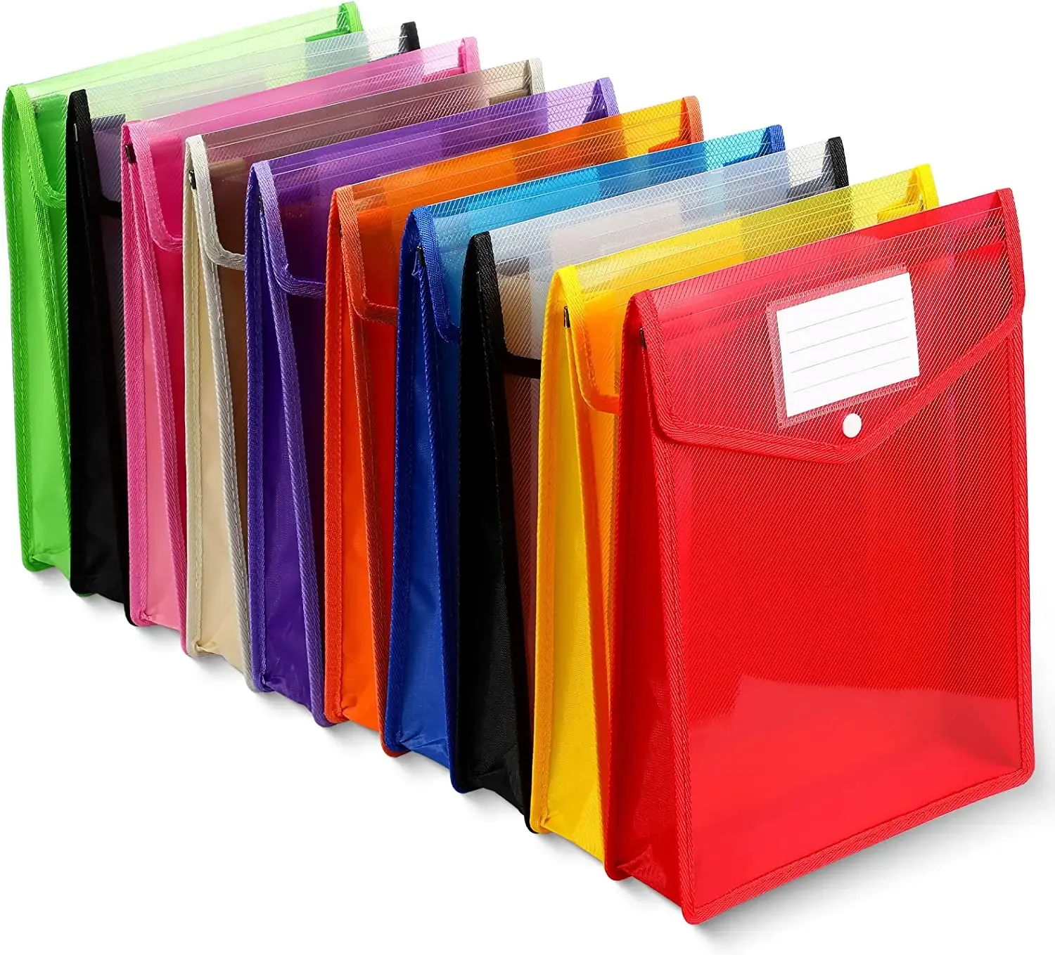Bag -Ordnerumschließungsausdehnung Datei -Brieftaschen -Speicherdateiordner mit Schnappschnalle und Tasche A4 A5 Größe wasserdichte transparente Dateibeutel