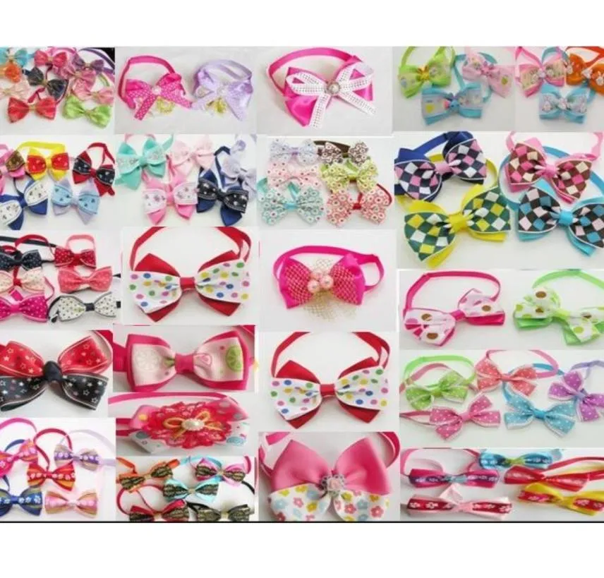 100pcslot Big Fashion Dog Apparel Pet Pet Cat Coucts Bow Ties Necclues Bowknot Dog Products Products mixtes Ly035158429