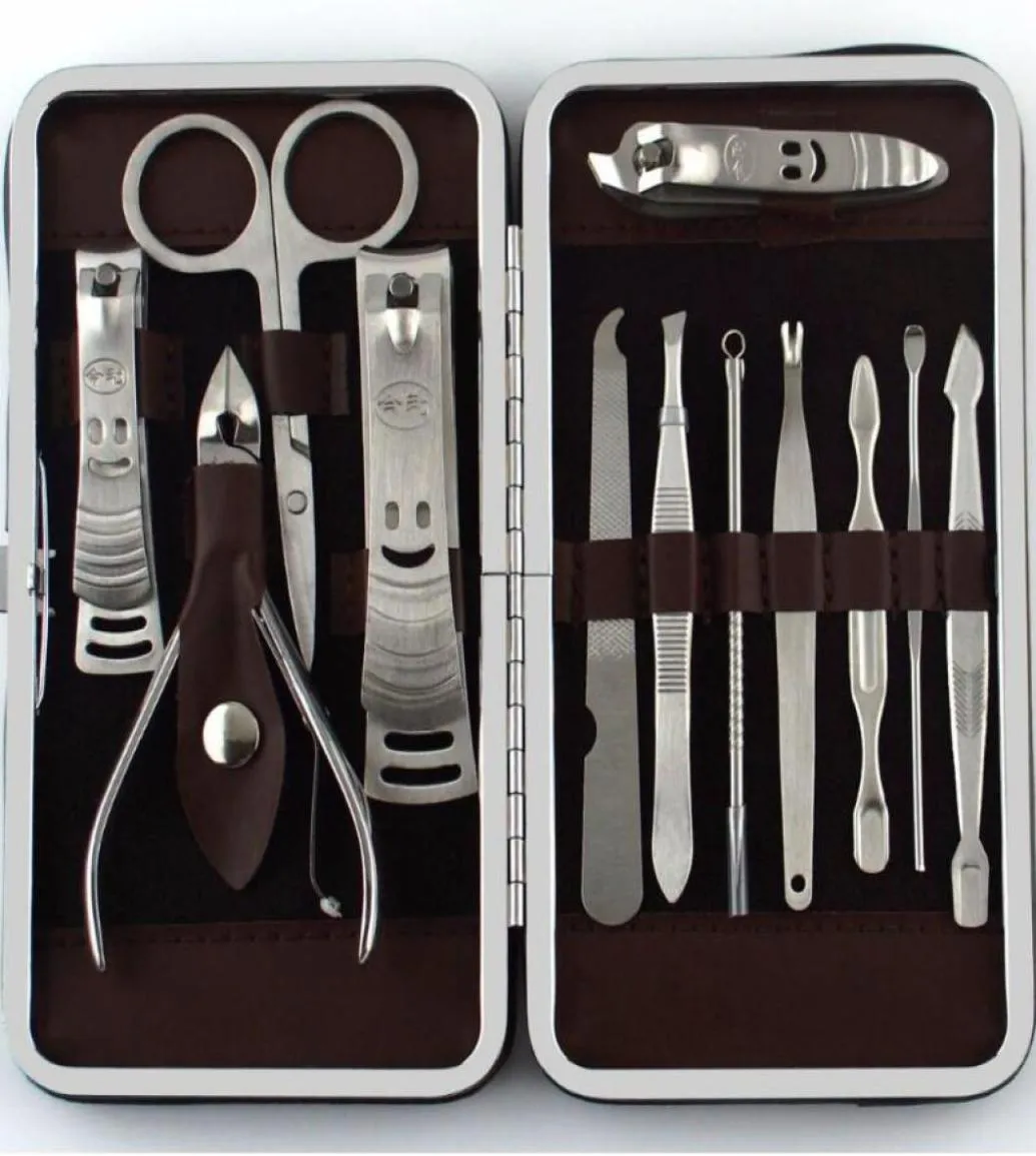 12pcs Manicure Conjunto de pedicure Tweezer Kit Pick Utility Clipper Kit Kit de Aço Antelante Definer Definer NEW3347191