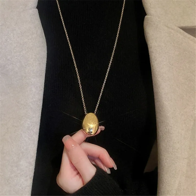 Mode smycken populär stil ett lager chian slät oval metallhänge halsband för kvinnor tjej gåva heta försäljning tillbehör