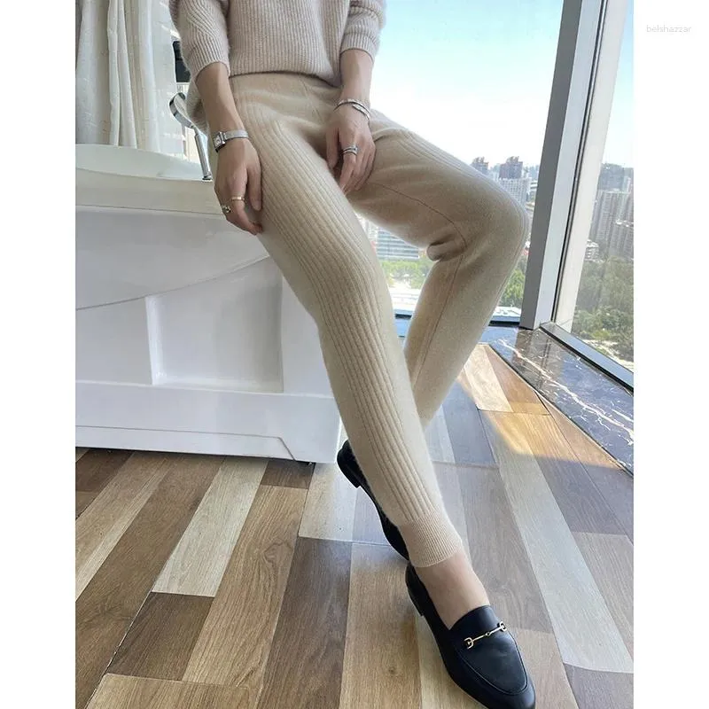 Leggings pour femmes woteews vendant un pantalon en tricot en laine pure pantalon chaud slim fit d'hiver sexy 4 couleurs