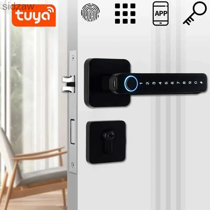 SMART LOCK SMART DOORT HANDEL Fingeravtryck Lösenord Remote Lås upp digitalt lås Tuya Application Keyless Entry Smart Door Electronic Lock WX
