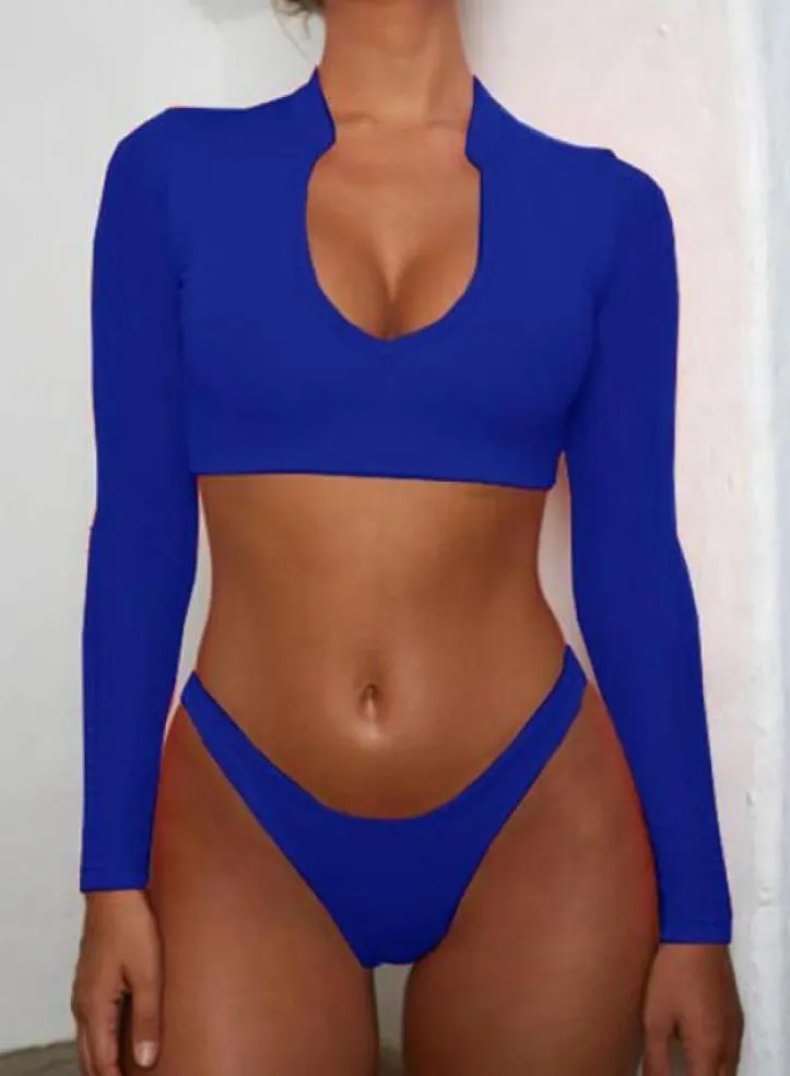 Uzun Kollu Mayo Kadın Bankası Takımları Serinletici Havuzda Daldırma Arka Bahçede Güneş Moda Bikini Alın Bikini 6687954