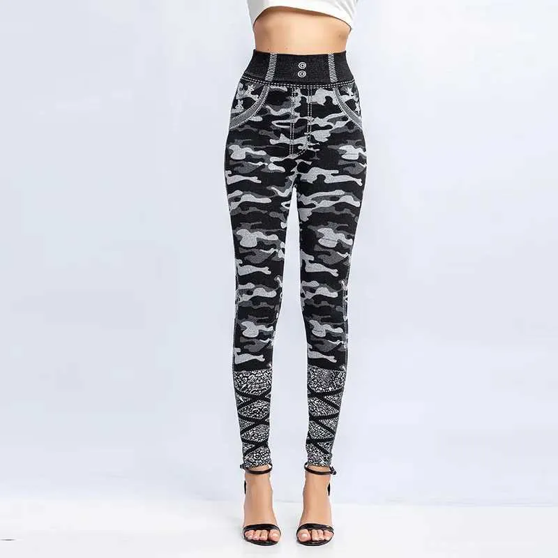 Leggings femminili da donna leggings mimetici stampati per cuhakci per le donne senza saldatura di jeans sport a vita alta pantaloni fitness sexy pantaloni lunghi elastici y240508