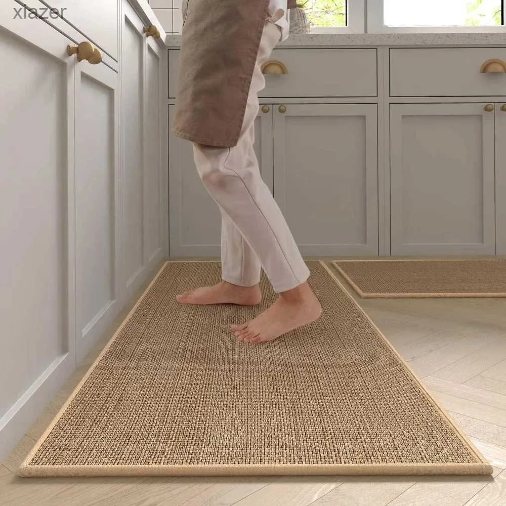 Tapis lavable et non glissant Carpet Tapis artificiel Sisal Running Carpet Artificial Toven Kitchen Mat Cuisine Runner en caoutchouc naturel WX