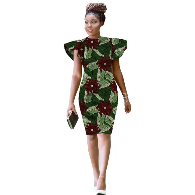 slim fit dress slacks Dashiki Print Dress (Green) – Africa Love main image 1