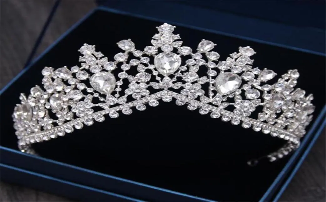 Vintage Princess Crown Queen Tiara Wedding Bridal Hair Accessories Crystal Righestone Band Bijoux de coiffure en argent 3335919