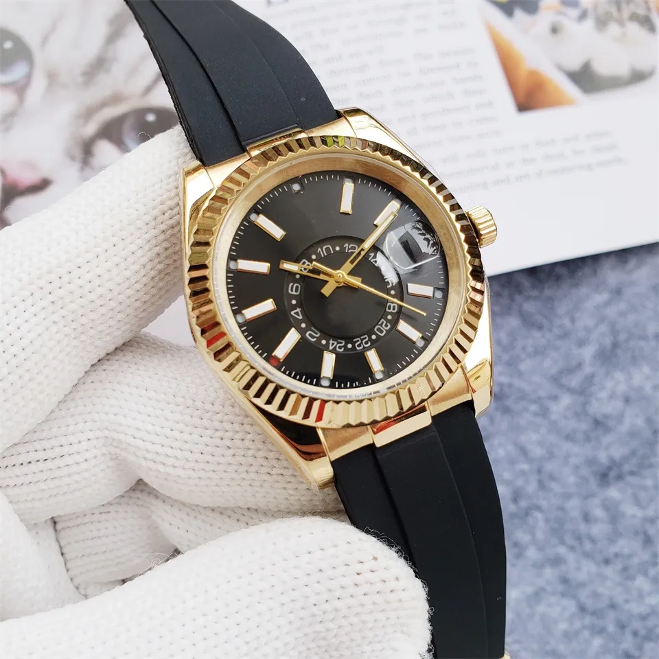 Men s Sport Automatic Mechanical Iced Out Watch 904L Inner Bezel Can Turn 40MM Full Function World Time Stainless Steel