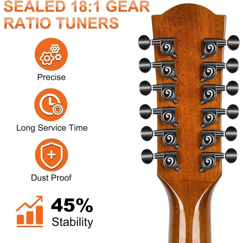 DHgate Vangoa 12 String Acoustic Electric Guitar Set Premium Beginners Kit with Gig Bag Tuner Strings Picks and Strap Musical Instruments