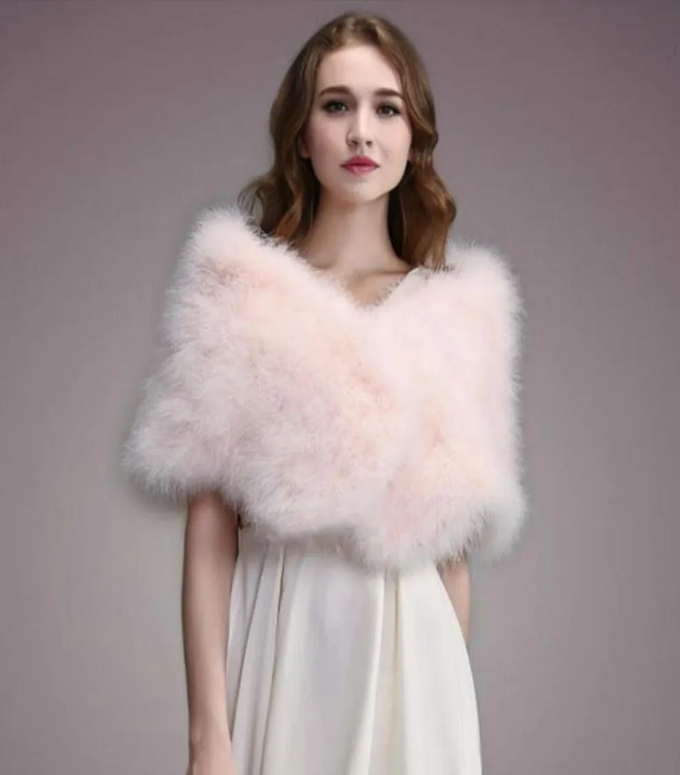 Écharbes Ianlan Casual Solid Autruch Feather Châle enveloppe pour femmes mariée mariage volé mesdames vraies Vraie Fur de dinde il000357375827