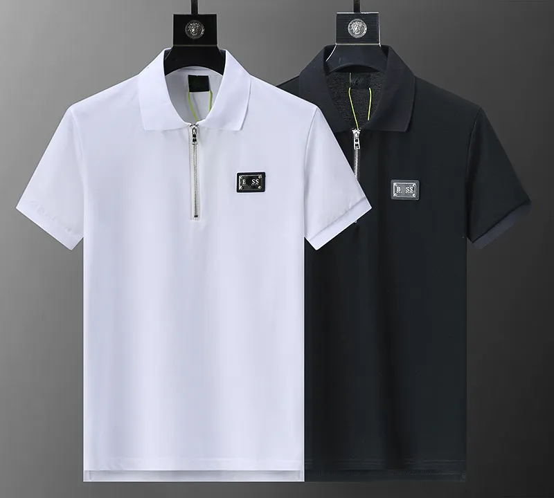 2024メンズポロシャツ夏の黒と白のシャツブランド服コットンショートスリーブビジネスカジュアル刺繍レタースリム通気性M-3XL＃99