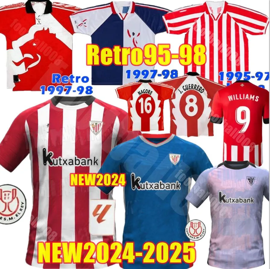 2024 Muniain J.Guerrero 25 95 97 98 Retro Bilbao Club Soccer Jerseys Copa del Rey Williams Athletic Aduriz Guruzeta Paredes Ziganda Alkiza Football Men and Kids Shirt