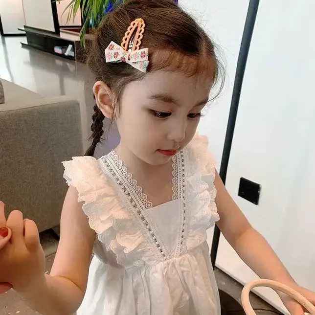 Meisjesjurken Princess Kids Girls Jurken 2022 Nieuwe Summer Lace Princess Dresses Kinderen Solid Color Clothing Baby Wedding Party Vestidos