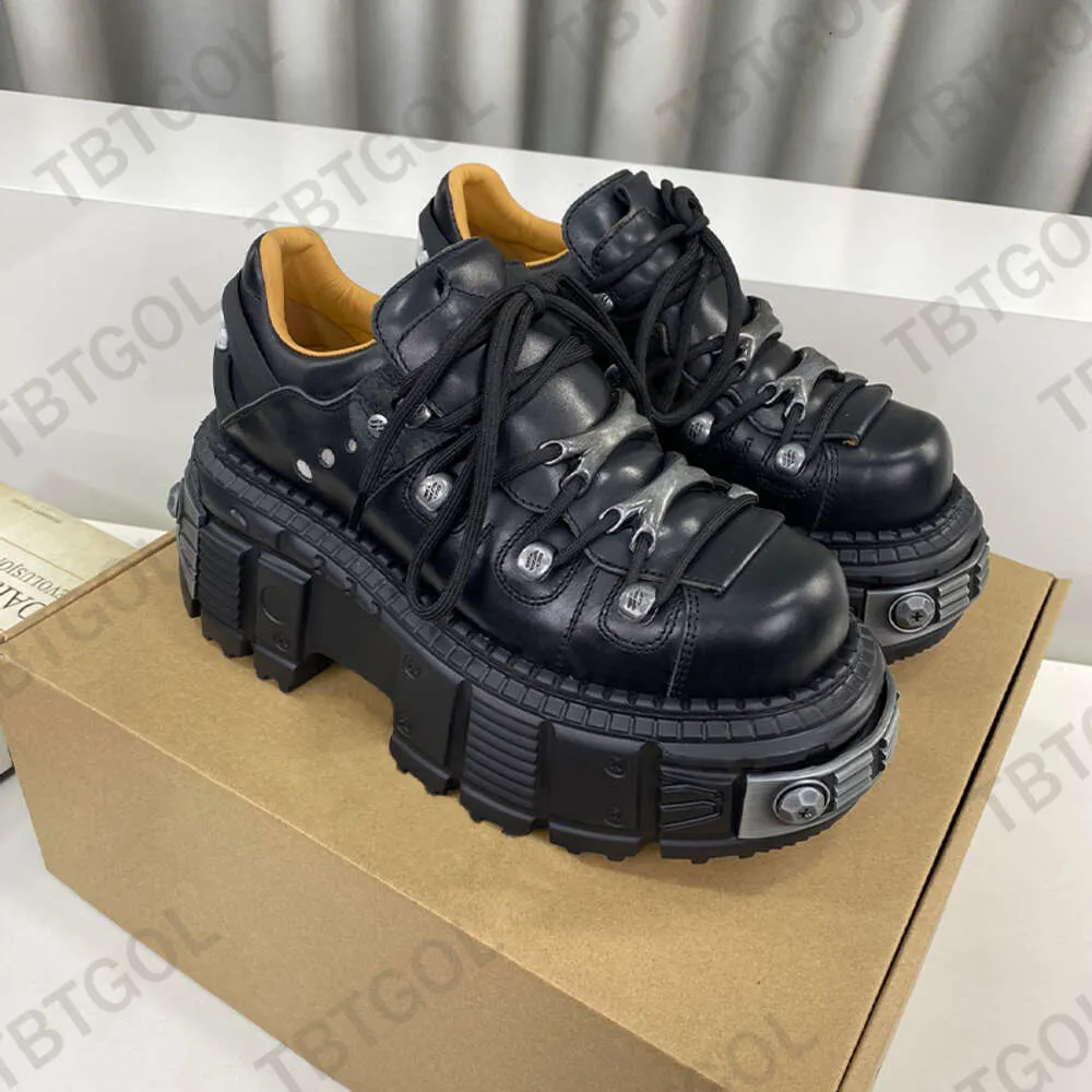 靴 new rock dress shoes punk leather shoes Leather Punk Rock Ankle Boots, Unisex Lace-Up Sneakers with
