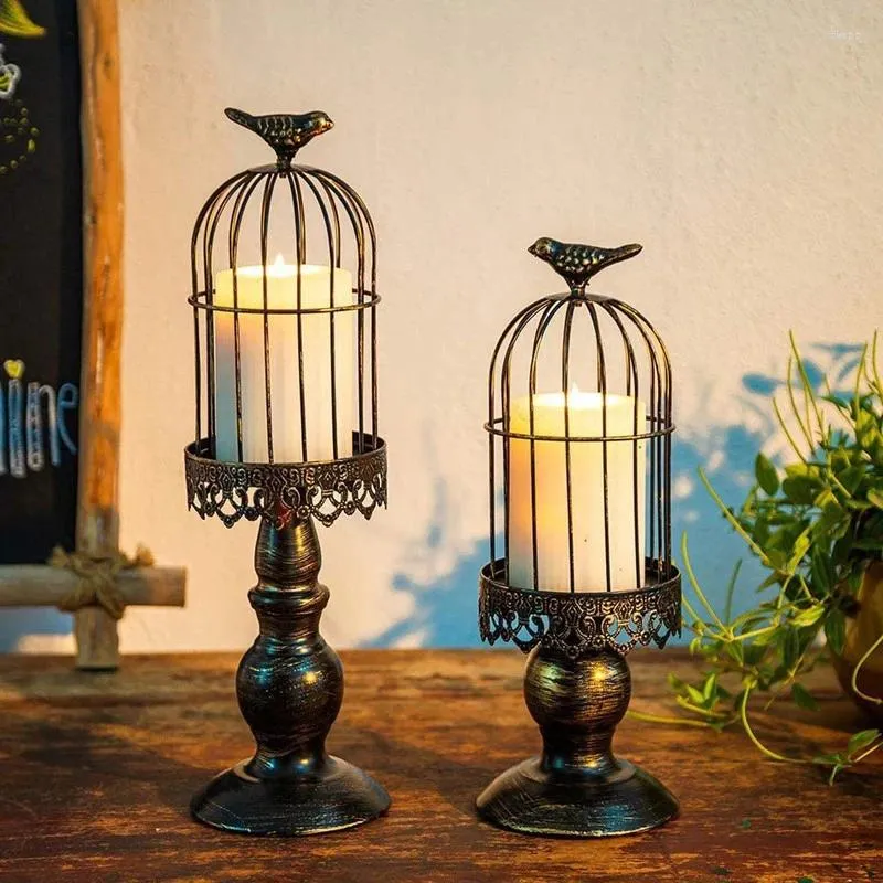 Bandlers Retro Bird Cage Holder Vintage Metal Candlestick Wedding Mariage Party Party Home Decor