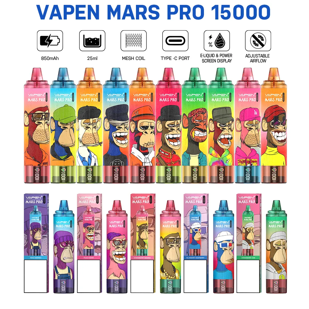 VAPEN MARS VAPEN ORIGINALE PROGE 15000 15K Dispositivo a vapori di vapo usa e getta con soffi