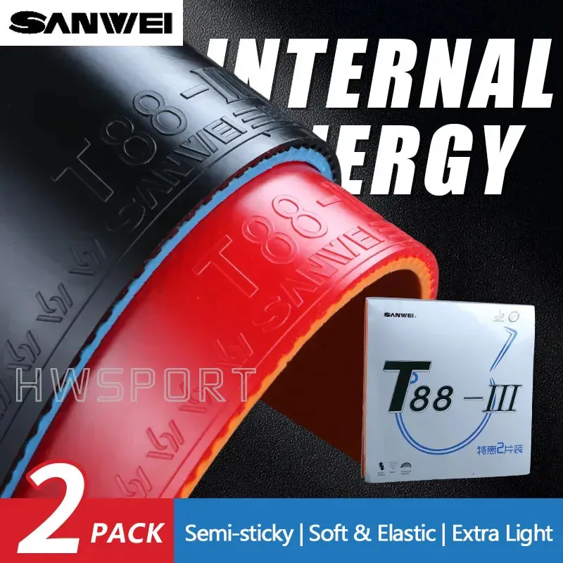 Sanwei T883 Table Tennis Rubbers Double Kit Semisticky Elastic Quick Attack Ping Pong Rubber with Fine Control 240422