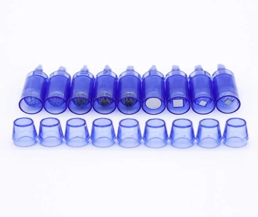 Aunhadas de tatuagem 10pcs A1 A6 Dica elétrica 9 12 24 36 42 Nano azul transparente parafuso de baioneta Boca do propósito geral Micro4957608