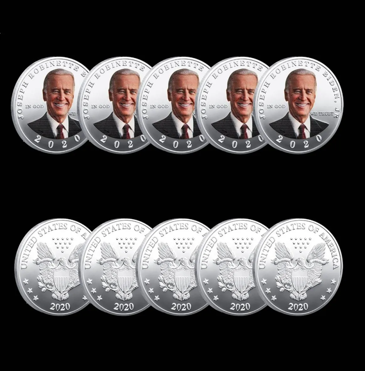 5 pezzi Joe Biden Badge Commemorative Badge Craft Flying Eagle Challenge Coin Monete placcate Silver Collectibles9726826