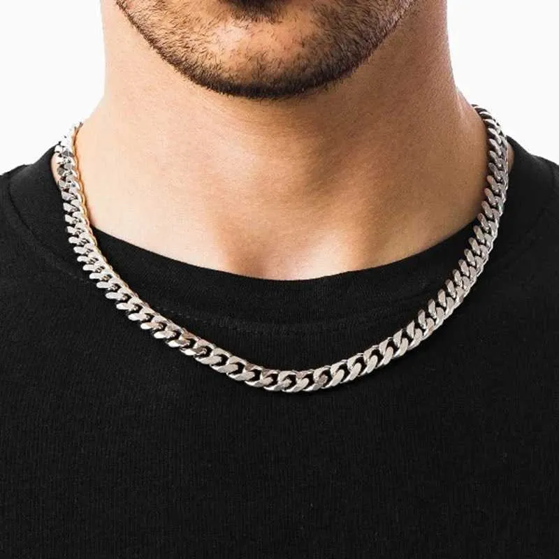 Chaines Collier de chaîne cubaine en acier inoxydable pour hommes Chaîne de couleur simple en or sur le cou bijoux de cou Boy garçon Gift Harry D240509