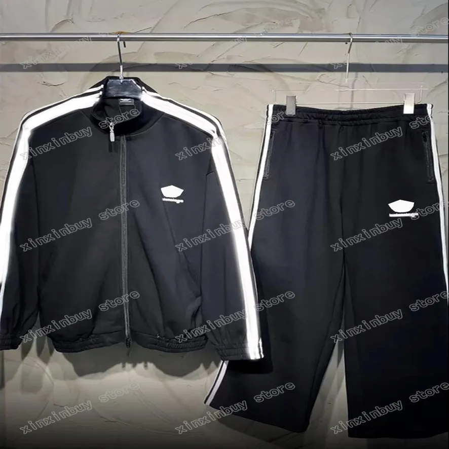 Xinxinbuy Men Designer Hoodie Sweater Windscheper Sporty Letter Borduurwerk Jacquard Paris Cotton Women Oversize Black White Gray S-L 294A