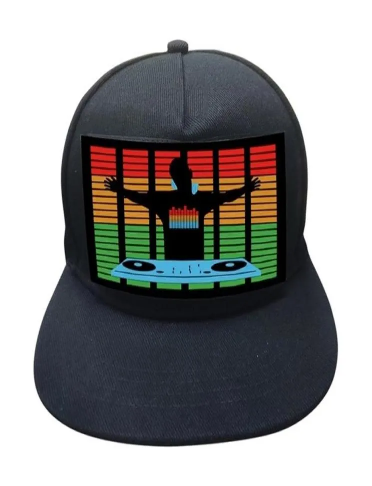 Unisex verlicht geluid geactiveerde honkbal cap DJ LED knipperende hoed met afneembare SN voor feestcosplay maskerade 22052799926536