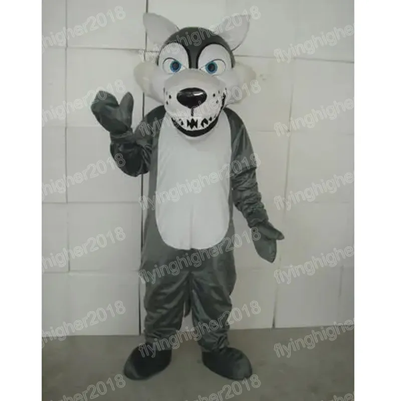 Halloween Grey Wolf Mascot Costume Unisexe Cartoon Anime Thème du personnage Carnival Men Femmes Habille de Noël Performance de Noël Robe de fête