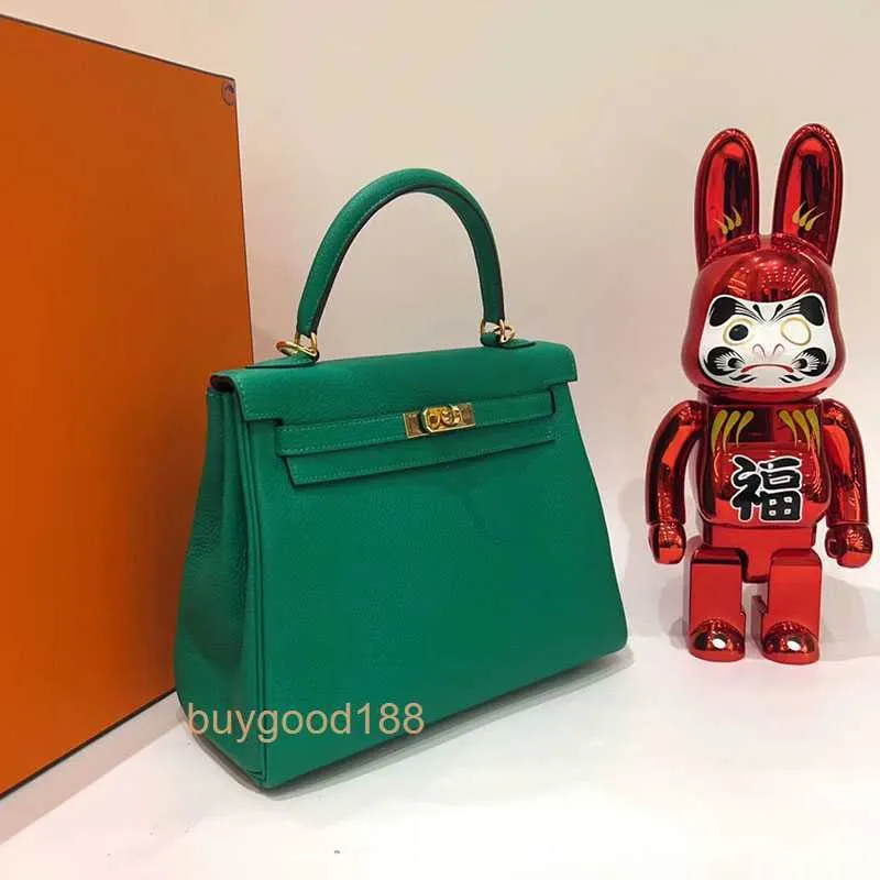 Top Ladies Designer Kiaelliy Bag 25 Mint Green Gold Knopf Togo Leder Handheld Womens Bag