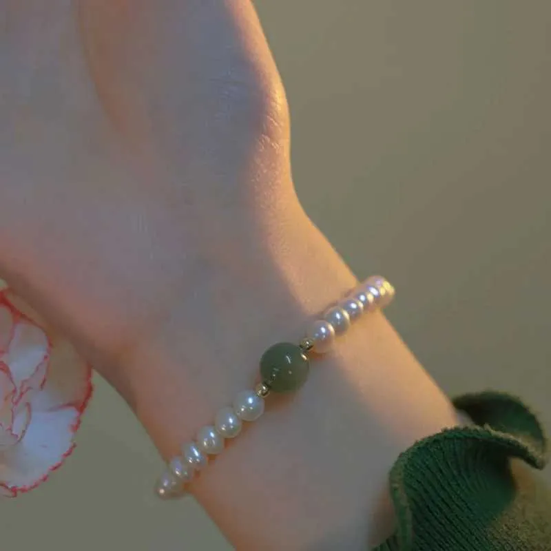 Bracelets de mariage Qingdai Green Transport Perle Élasticité Imitation Réglable Bracelets Bracelets pour femmes Bijoux à la mode de mariage Pulseiras