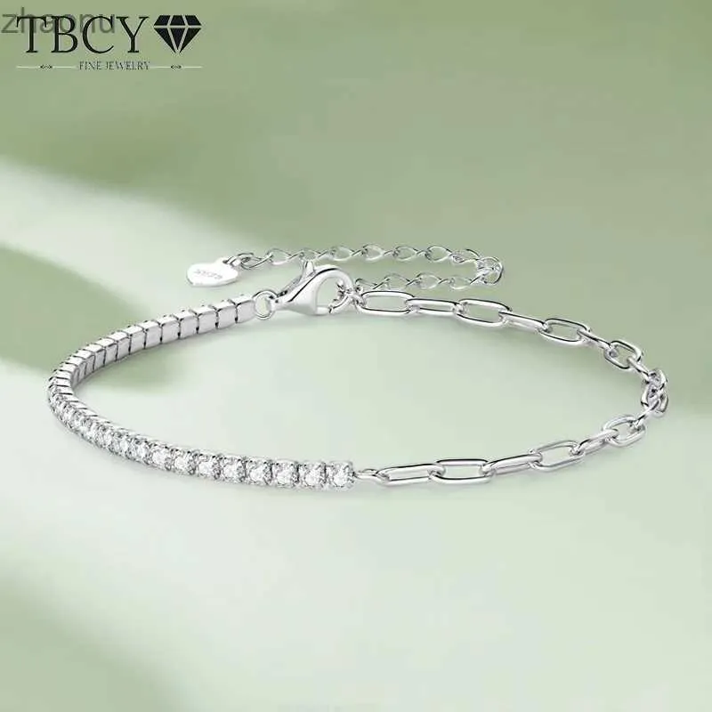 Chaîne tbcyd 2 mm 0,93 cttw d coloré molybdène diamant femme tennis s925 argent bracelet réglable bijoux exquis dons xw
