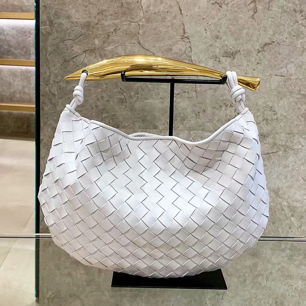 Зеркало качество качества Intrecciato кожаная дизайнерская сумка с поперечным телом для женщины плетение сцепление металлическая ручка на плечах корзины сумки роскошная тота
