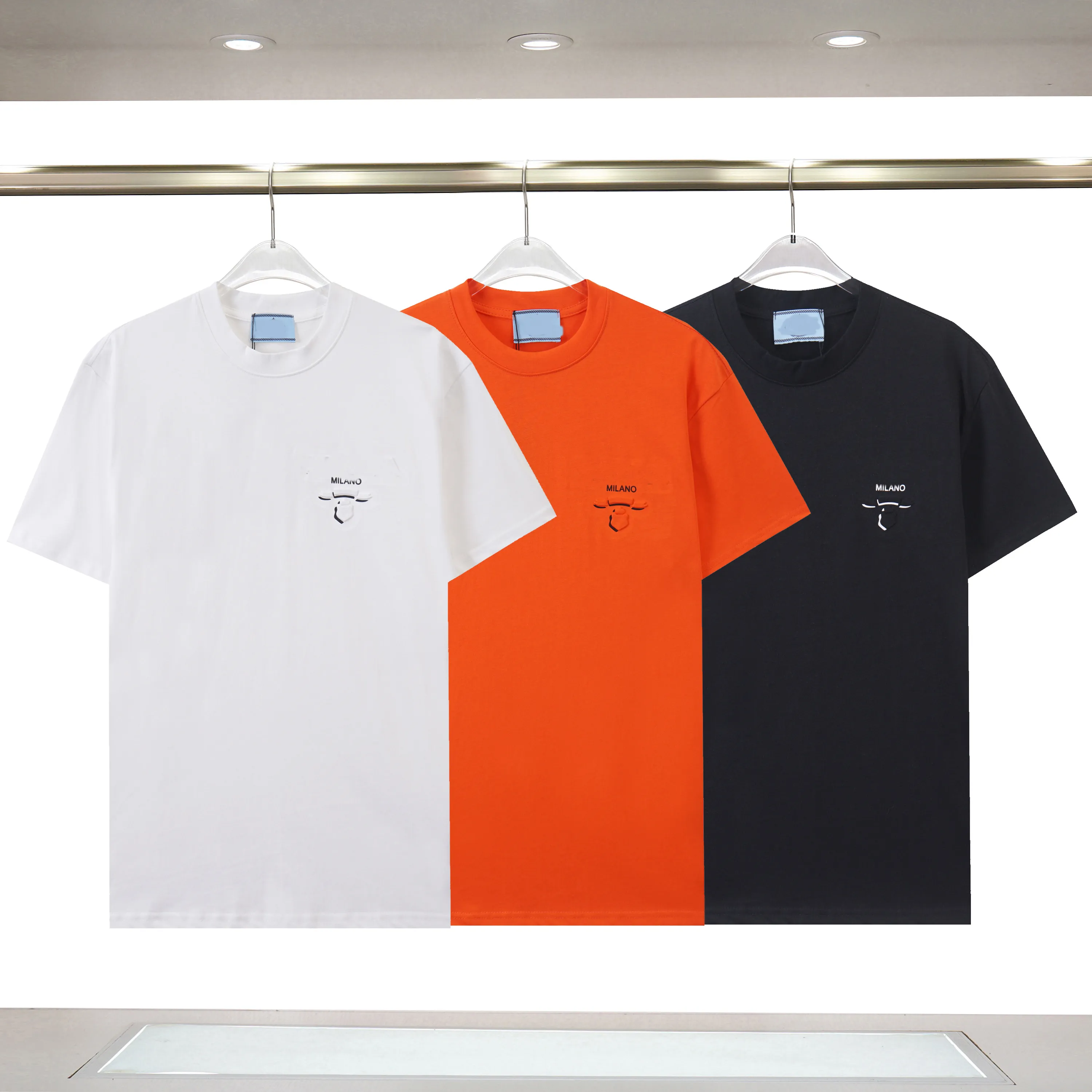 Men Designer T-shirt 24SS Letter Borduurwerk met korte mouwen Katoen vrouwen Zwart Wit M-3XL