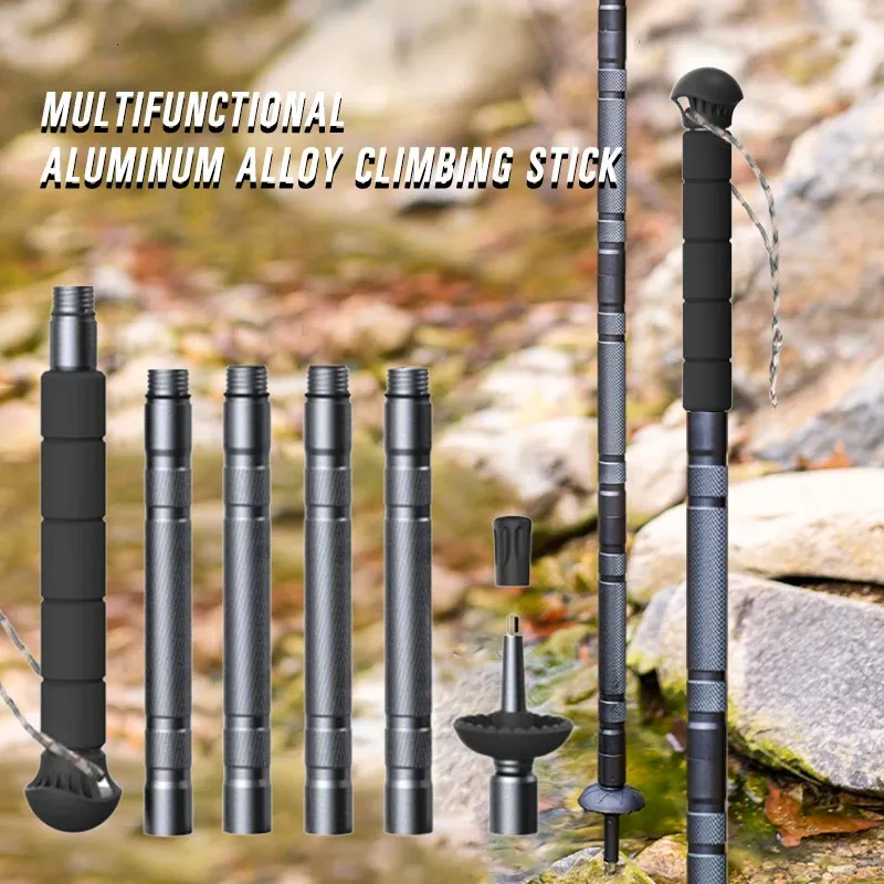 Trekking Pole Multifunktionales Aluminium Walking Sticks Falten Sie Outdoor Camping -Wanderstock einverstellbarer Ultraleichtalpenstock 240428