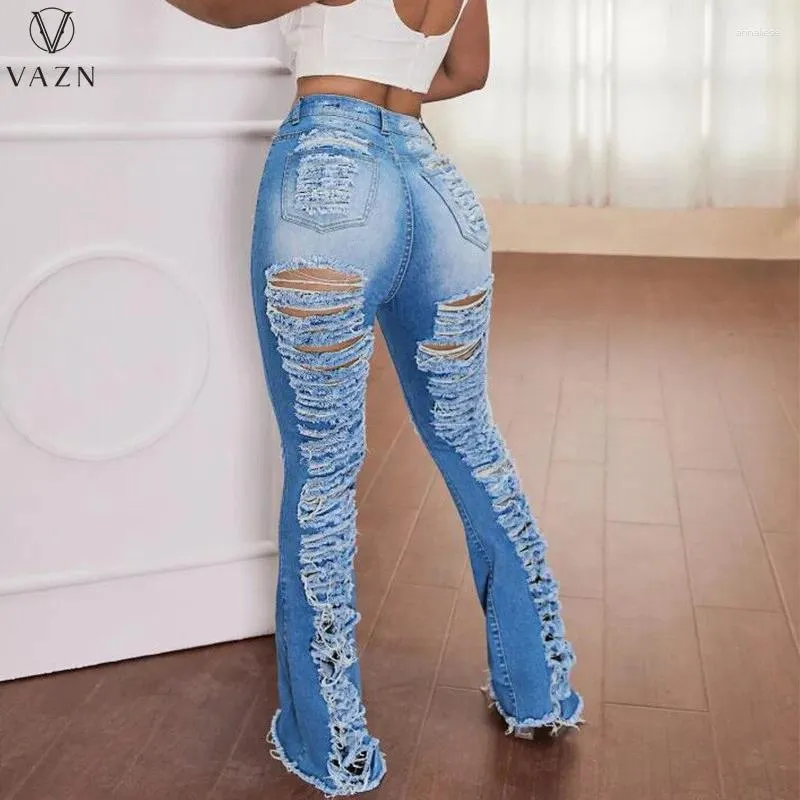 Jeans pour femmes Vazn 2024 S Young de gouttes Sexy Sexy Hollow Out Lady Sweet Fashion Femmes Skinny Long Boot Cut Denim Pantalon