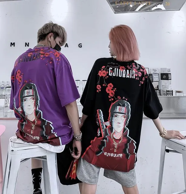 Anime Men039s à manches courtes Tshirt Couple de fashion de mode décontracté.