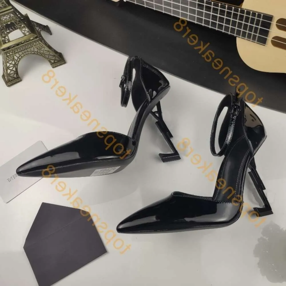 YSL ﾠ Femmes Paris Dress Chaussures Luxurys Designers Gold Black Black Golden Bottomlies 10 cm Talons