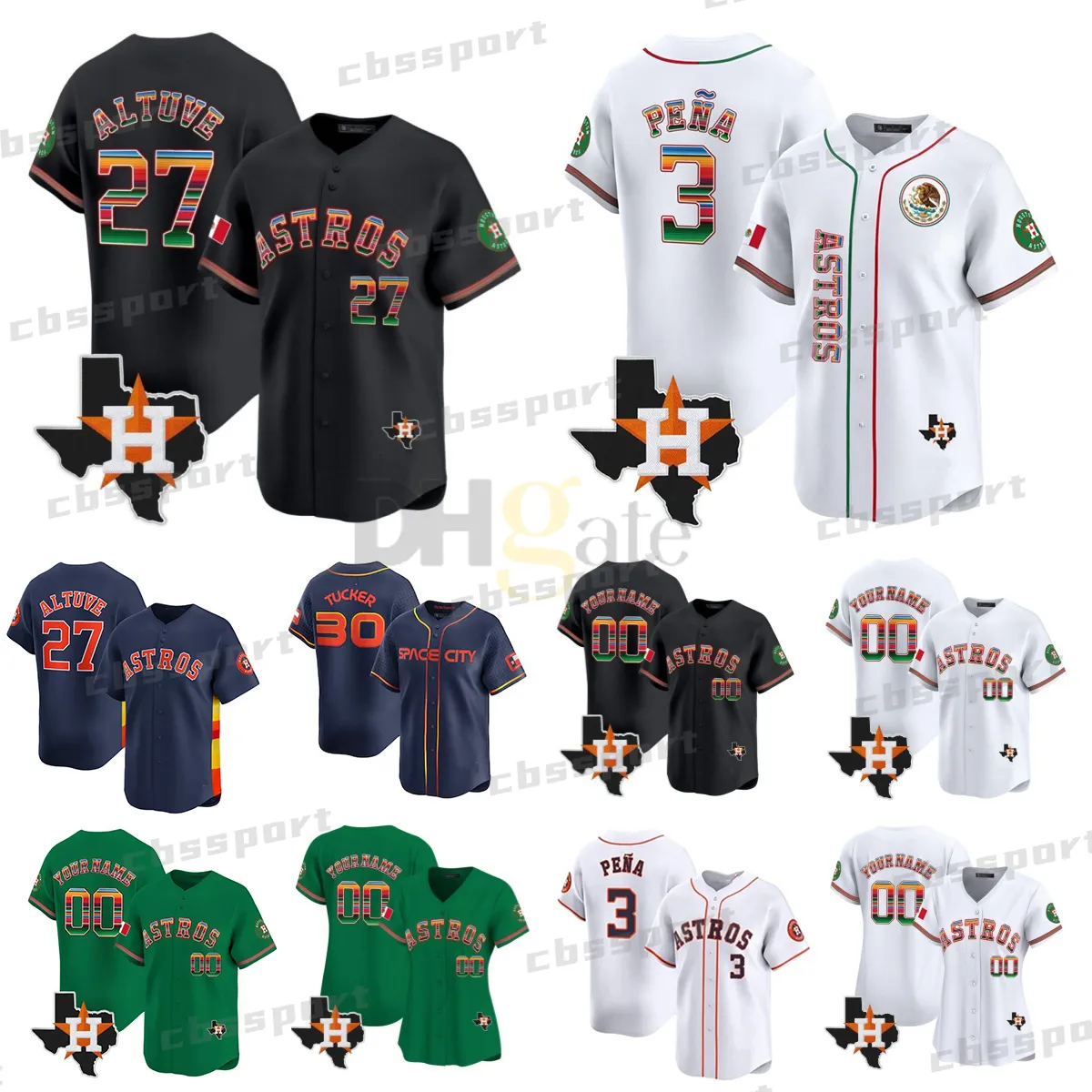 Mexico Astros 27 Jose Altuve Baseball Jersey Alvarez 3 Jeremy Pena Houston Texas Cactus Jack Rodeo 2 Alex Bregman Framber Valdez 71 Hader Jeff Bagwell