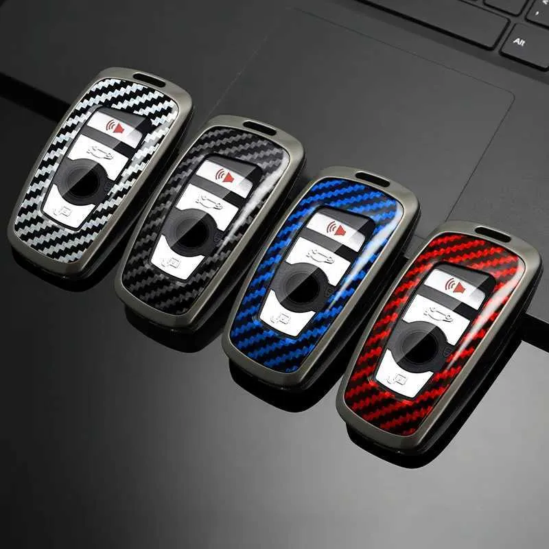 Car Key Zinc Alloy Carbon Fiber Car Key Case Fob For BMW F20 F30 G20 f31 F34 F10 G30 F11 X3 F25 X4 I3 M3 M4 1 3 5 Series Accessories T240509