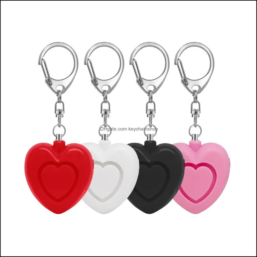 Keychains Fashion Accessories Design Keychain Self Defense Heart Alarms Shape Alarm With Led Light Drop Delivery 2021 C5Kwe 235w