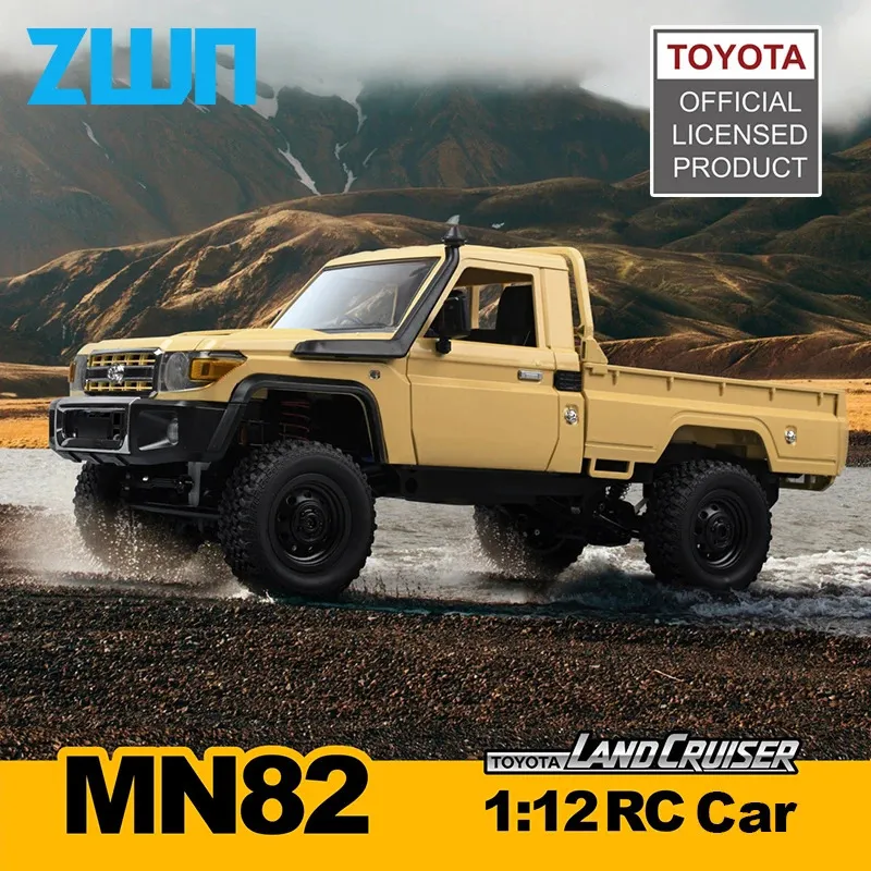 ZWN MN82 1 12 Retro Rc Car With LED Lights Fullscale Simulation LC79 Professional 4WD Remote Control Pickup RC Truck Model Toys 240508