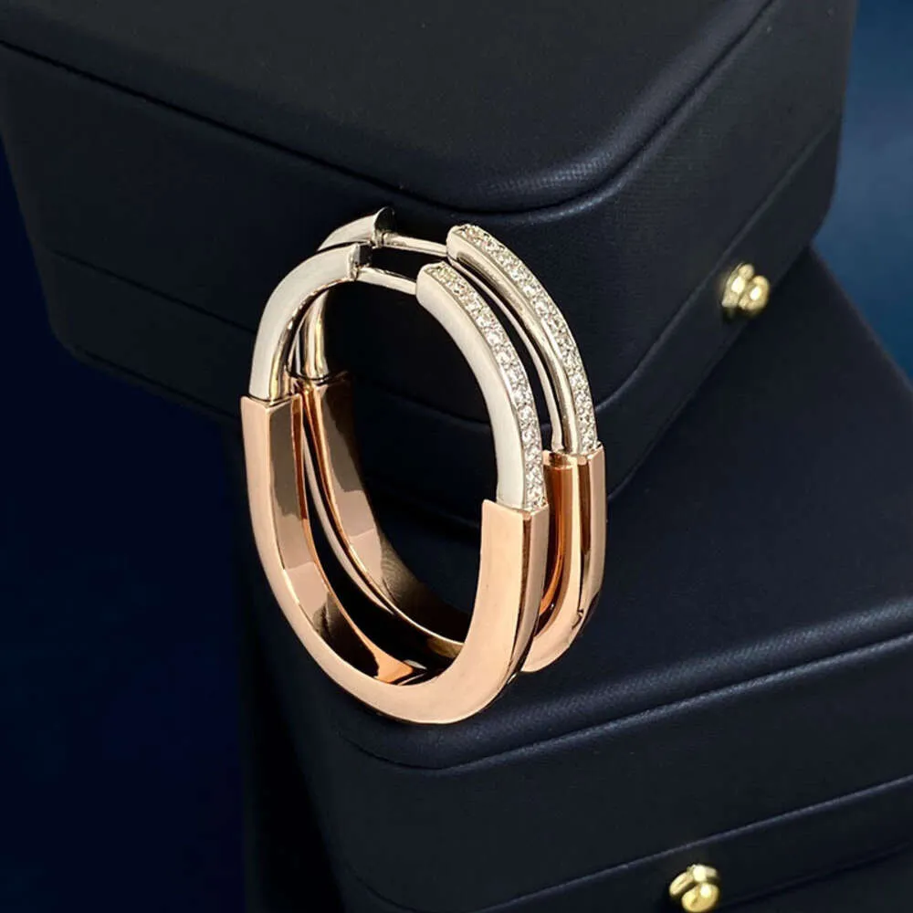 Classic Small and Big U Lock Style Hoop Earrings AAA Zircon Buckle Circle Ear Pendants for Women Brand Jewelry