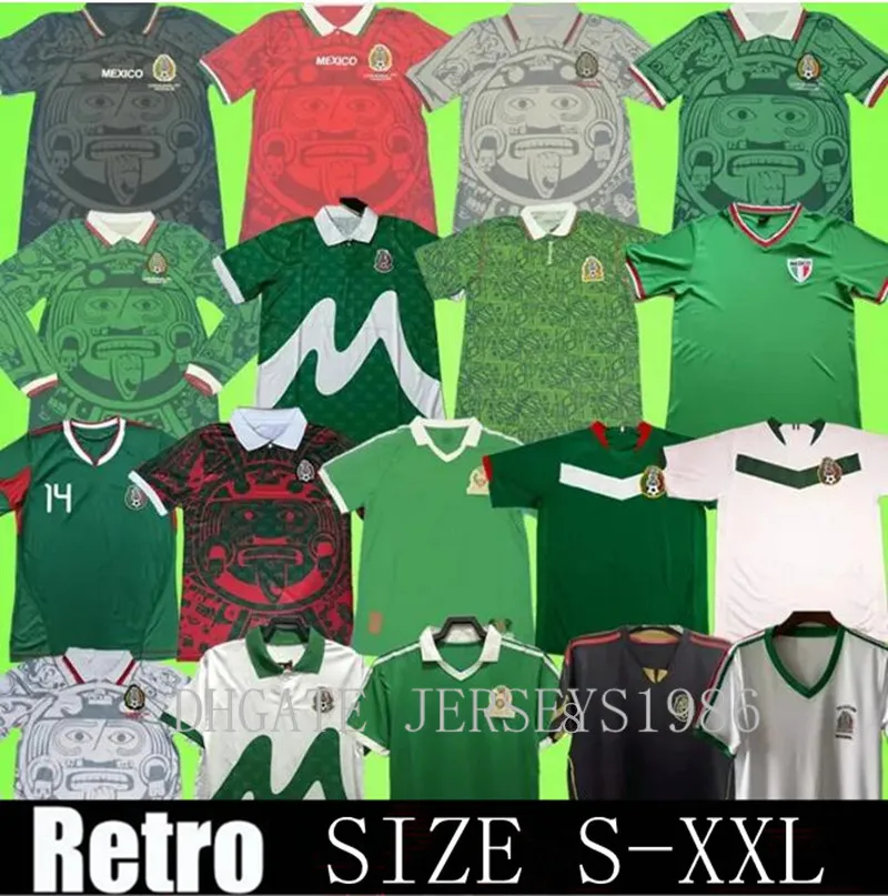 Retro MEXICO BLANCO Soccer Jersey 86 94 98 2006 HERNANDEZ H.SANCHEZ football shirt LUIS GARCIA CAMPOS ancient maillot MARQUEZ 2010 1999 kid kits ninos 1970