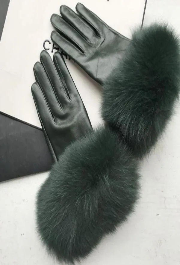 Maylofuer Dark green Genuine sheepskin gloves elegant hand soft leather women039s highgrade leather gloves8597742