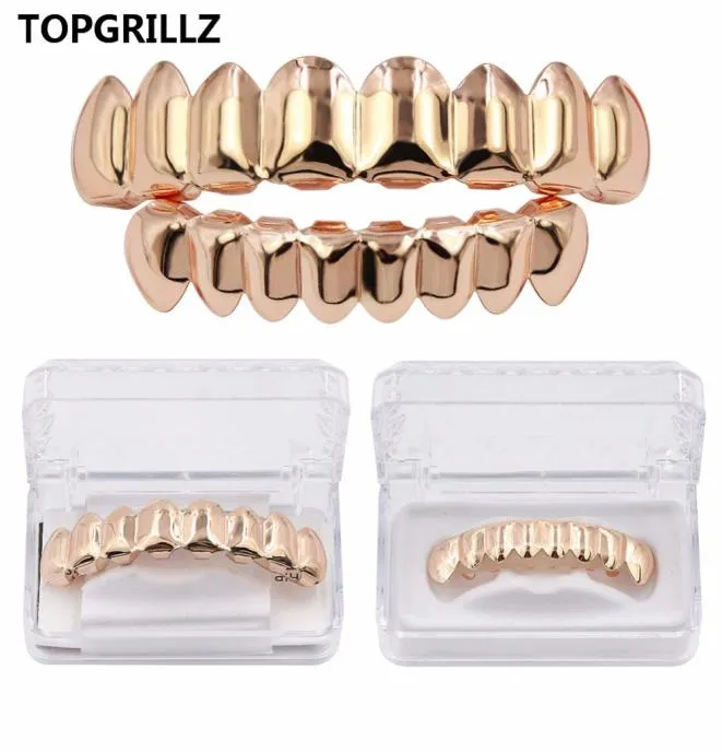 TopGrillz Grillz Conjunto de ouro Oito 8 dentes superiores 8 dente inferior Grills de hip hop237J1742750