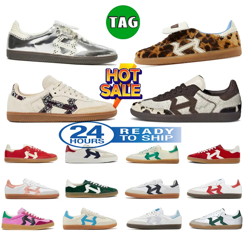 2024 Neue Designer Fashion Casual Shoes Leopard Print Wales Bonner Vintage Trainer Sneaker Nicht rutsch schwarzer Outdoor-Leder-Reibungswiderstände Größe 36-45