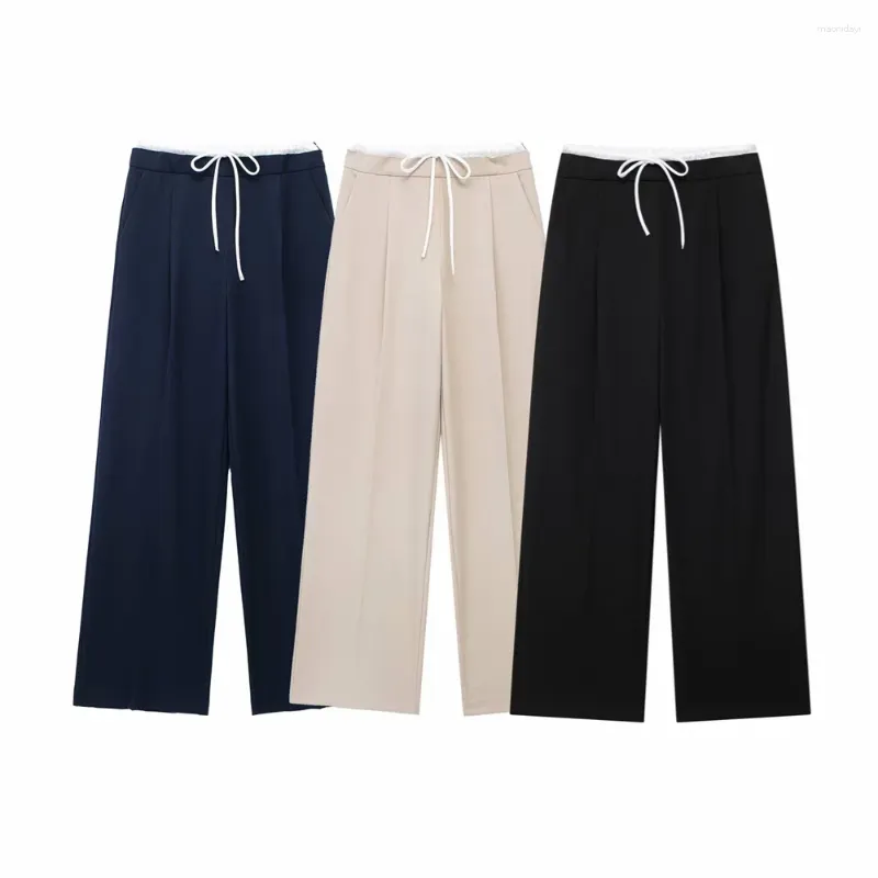 Pantaloni da donna Taopza 2024 Prodotto primaverile Masticità Casual High Waist Angle Flat Bianches