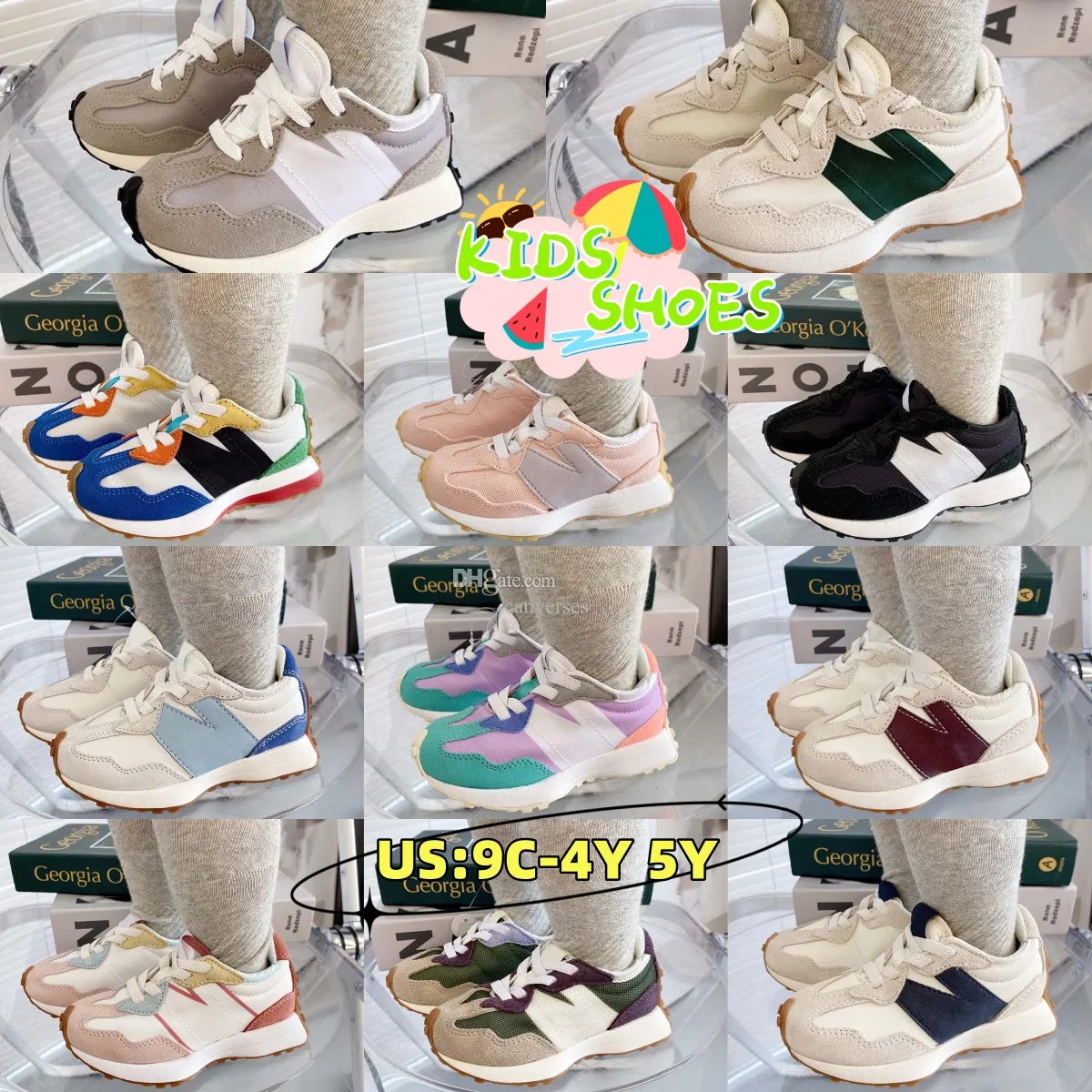 327 Sneakers N327 Running Kids Shoes Bandier Sea Salt Light Gray Wheat Multicolor Beige Spädbarn Black Khaki MS327 Trainer Storlek 26-37 Dadk