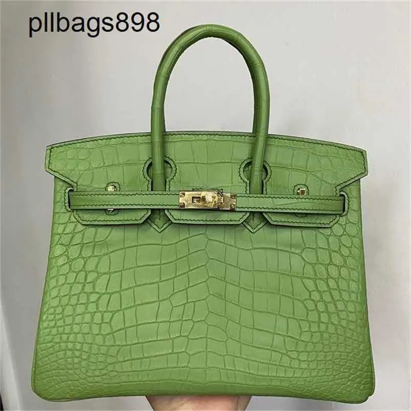 Cowhide handväska Brkns äkta lädergrön krokodil hudmell med halv honungsvax liten 25 med läderuw9itgqe