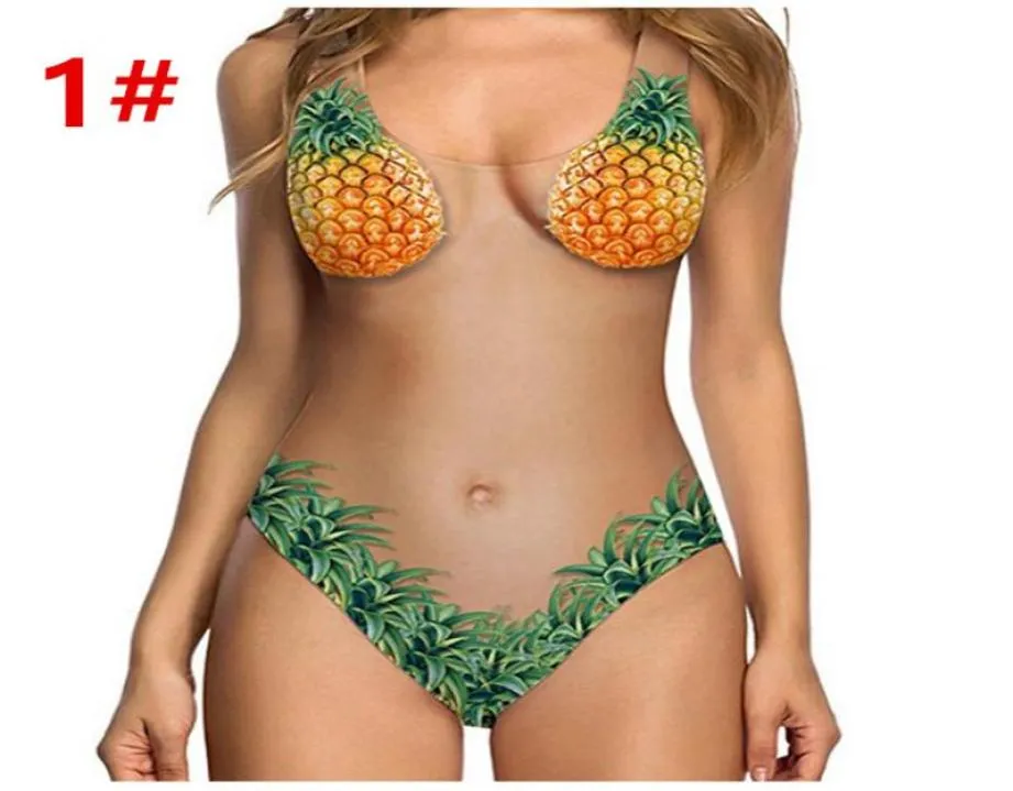 Été Nouvelle Femmes One Piece Push Up Up Imprimé Sexy Melon Fruit Shell Color Couleur Ananas de maillot de bain Bikini Bathing Costum4095946